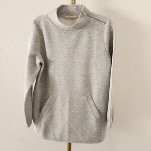Soft Surroundings Long Sleeve Tunic Mock Sweatshirt Womens Size M Gray Quilted